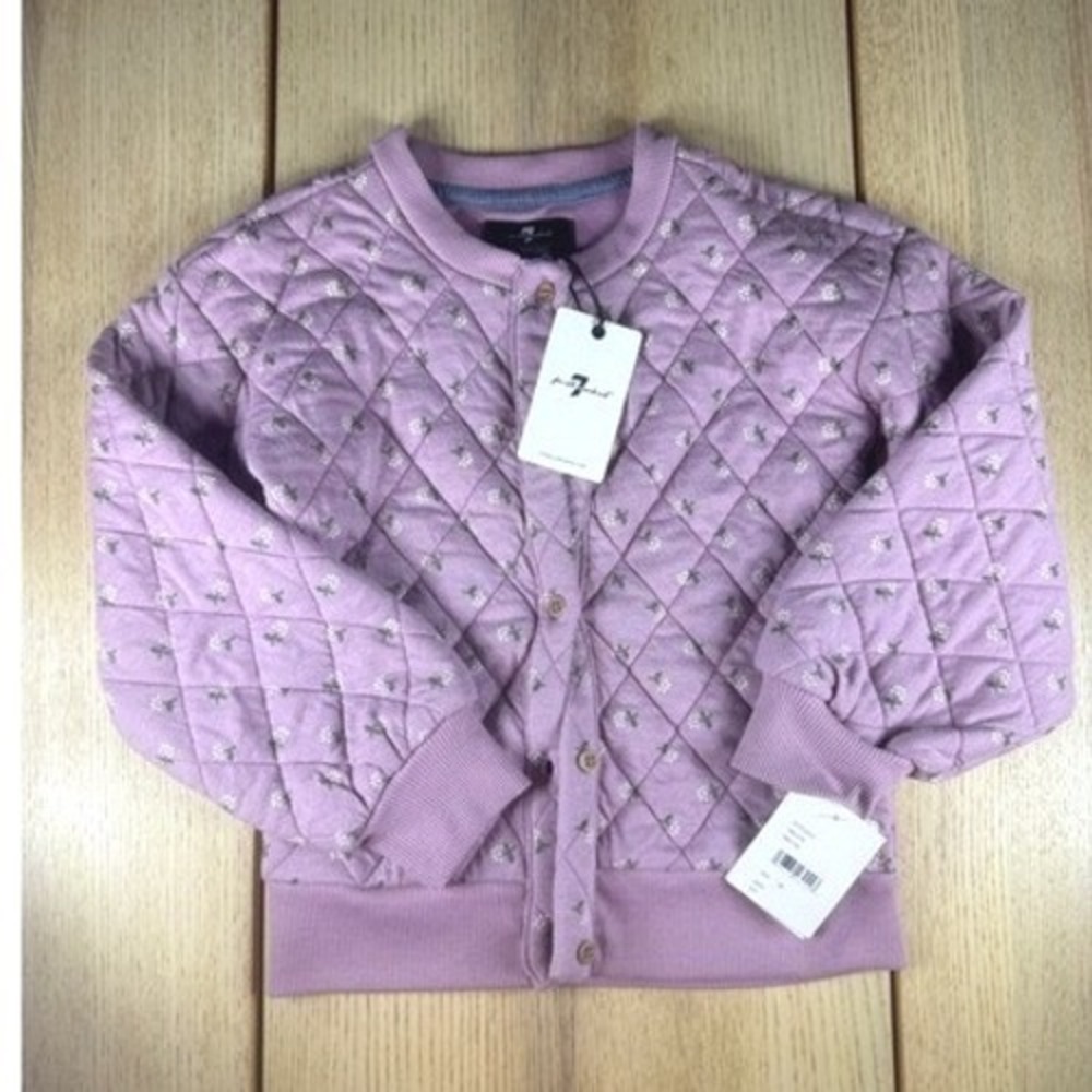 7 For All Mankind Kids Mauve Quilted Daisy jacket  and Jeans Set 4T SVF24331